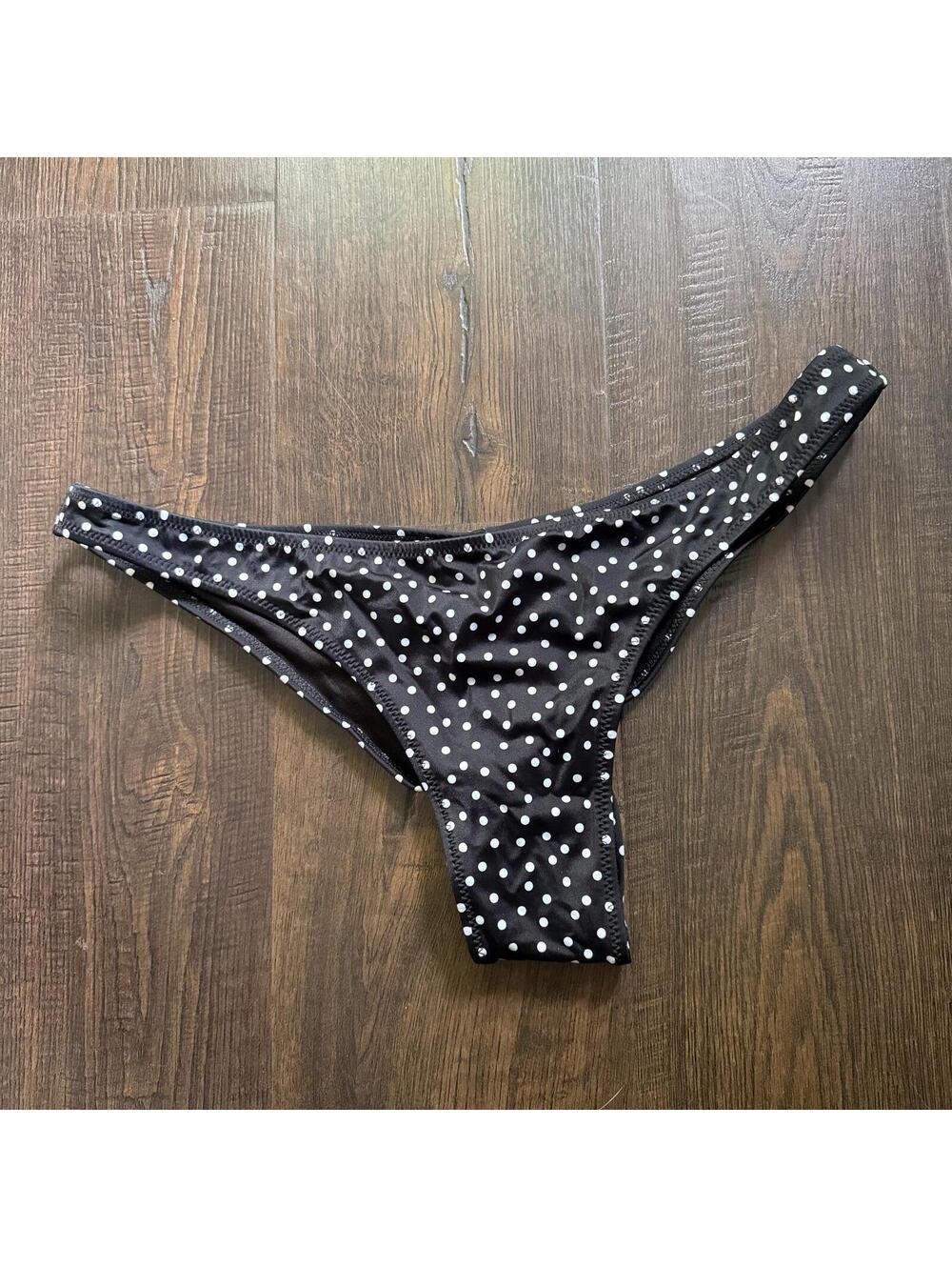 Victorias Secret Itsy Bitsy Zuma Bikini Bottom Black Dotted Rouched Sz M